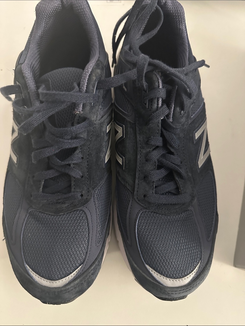 New Balance Men’s Navy and Gray Mesh Suede Sneakers